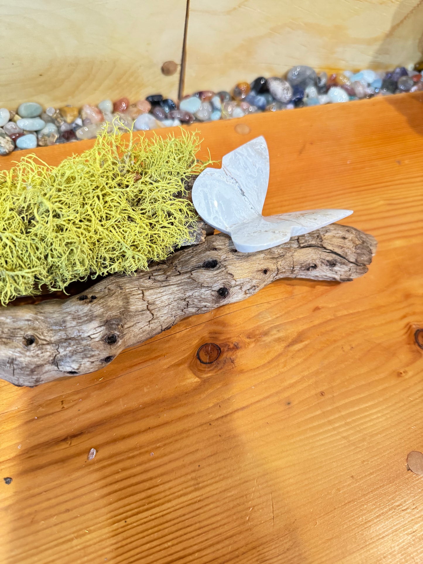 Beautiful agate and Jasper 3D butterflies on drift wood from the Montana.