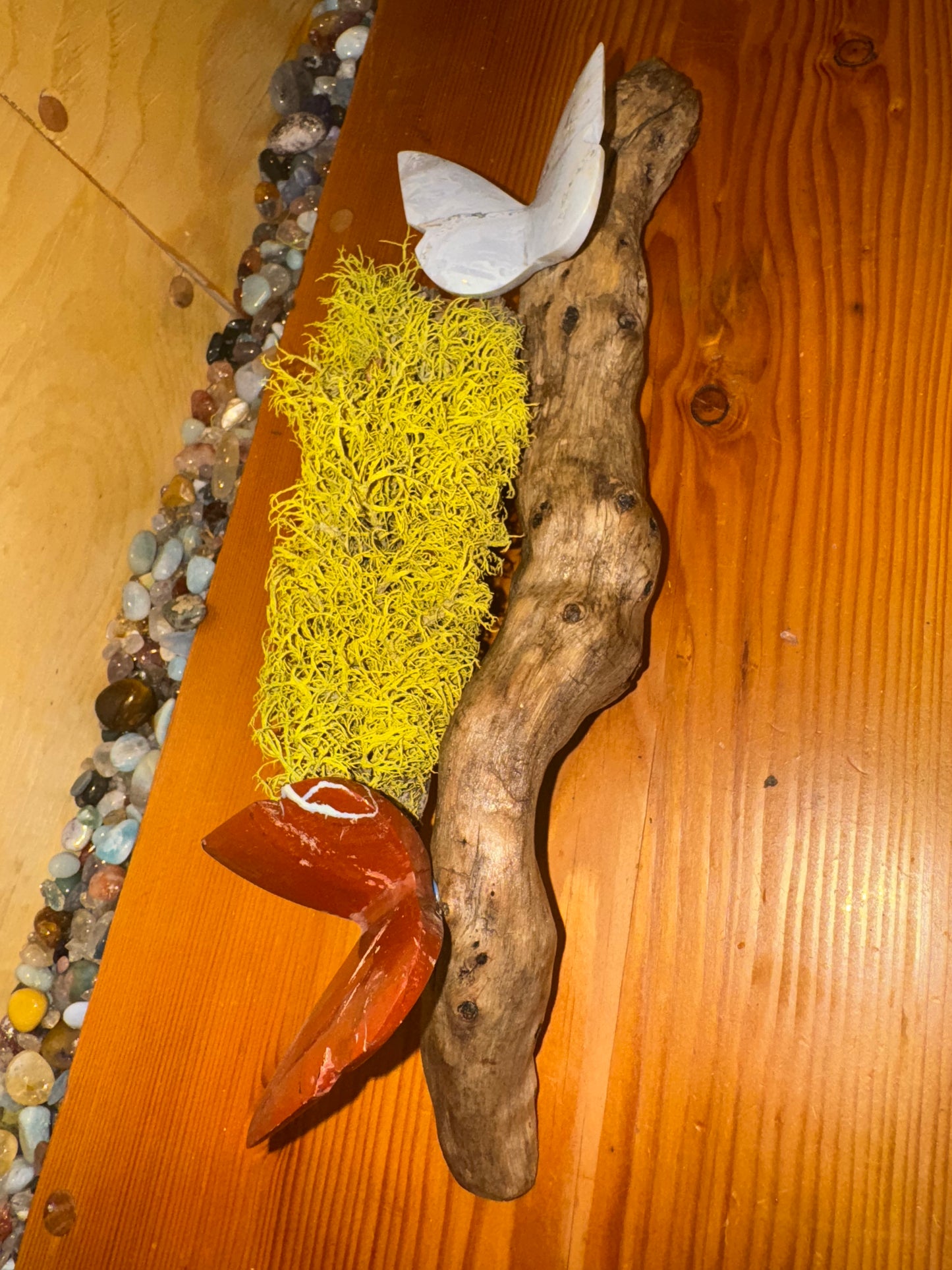 Beautiful agate and Jasper 3D butterflies on drift wood from the Montana.