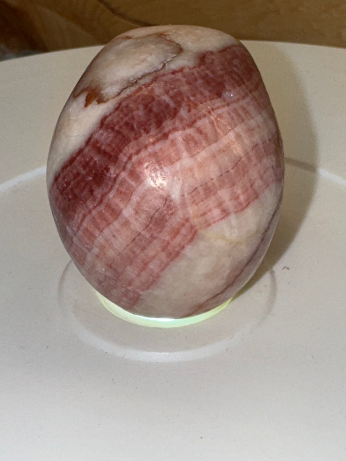 Pink banded calcite skull